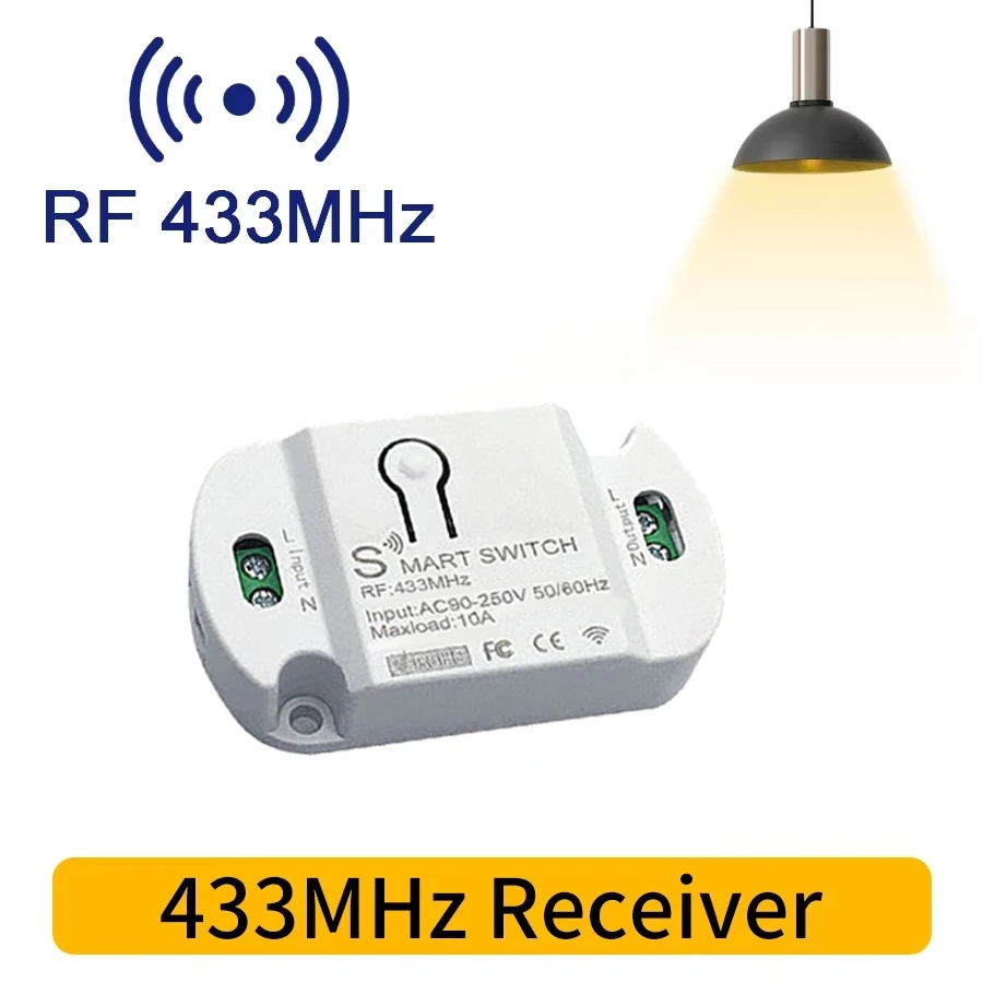 220V 110V RF433MHZ 무선 리모컨 미니 스위치 가정용 조명 LED 패널 벽면 수신기 원형 릴레이 버튼 10A 램프 9,700원
