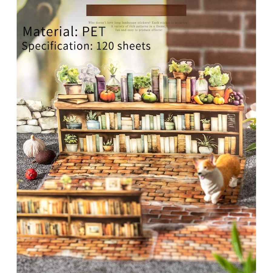 유럽풍 빈티지 롱 디오라마 스티커 - 데코 베이스 스티커 팩 (재사용 가능) 60디자인/120장 6종 세트, 6개, 유색 14,000원