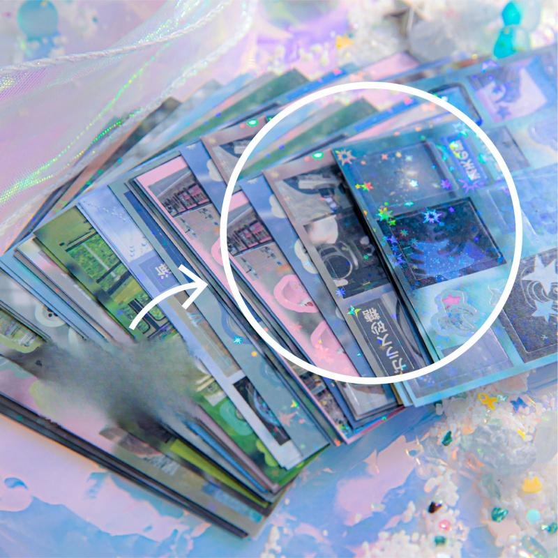 미스터 페이퍼 스타 반짝이 컷팅 스티커 2종 세트 - 100장 일본식 빈티지 꾸카 스티커 (휴대폰/텀블러/노트북 장식용)+ 핀셋, 2개, 유색 12,000원