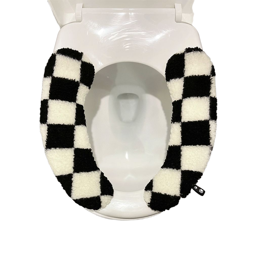 양털 보아플리스 변기시트 커버, 1세트, 블랙체크 14,900원