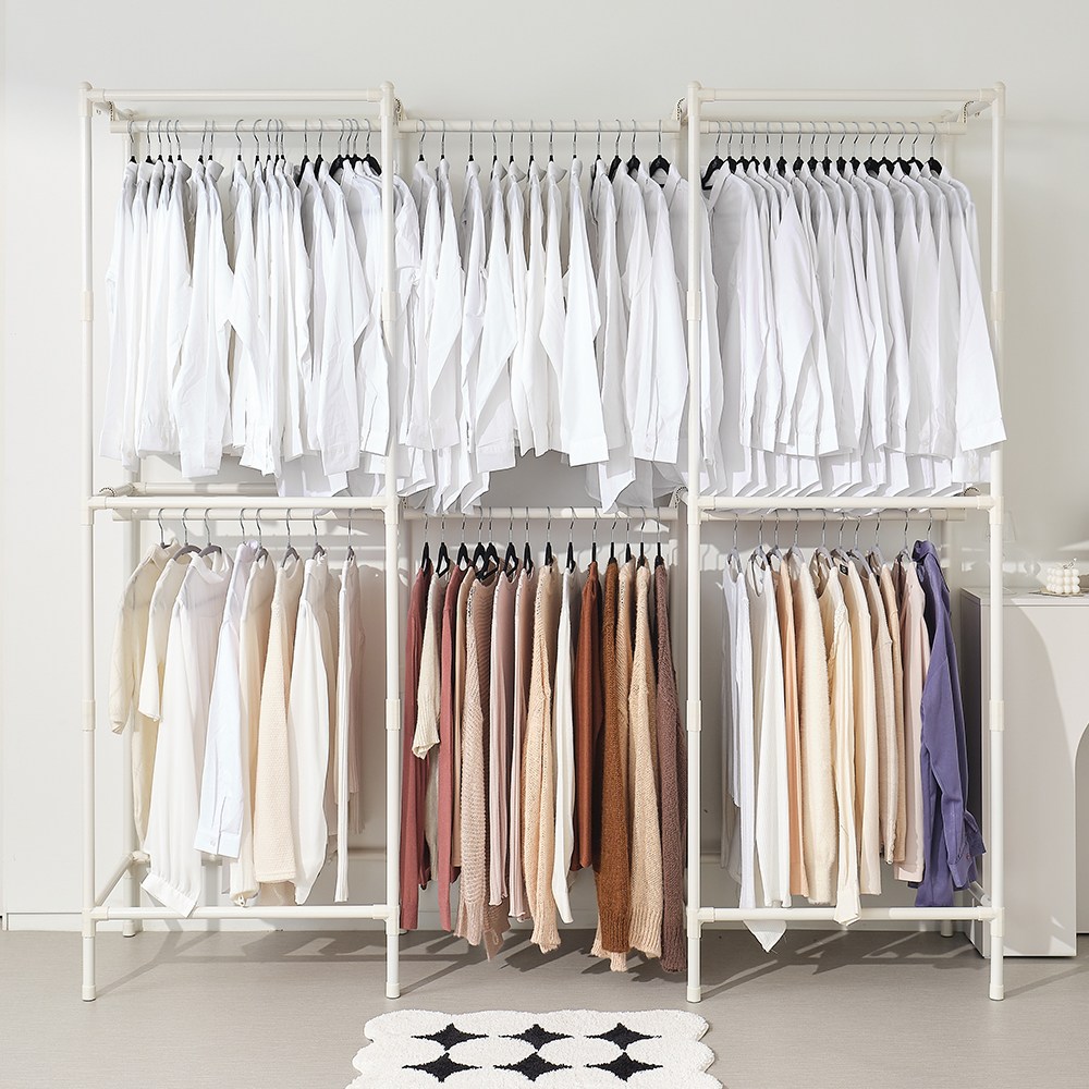 엠에프매직하우스 드레스룸 트윈 시스템 2단 행거 +고무망치, 화이트 59,910원