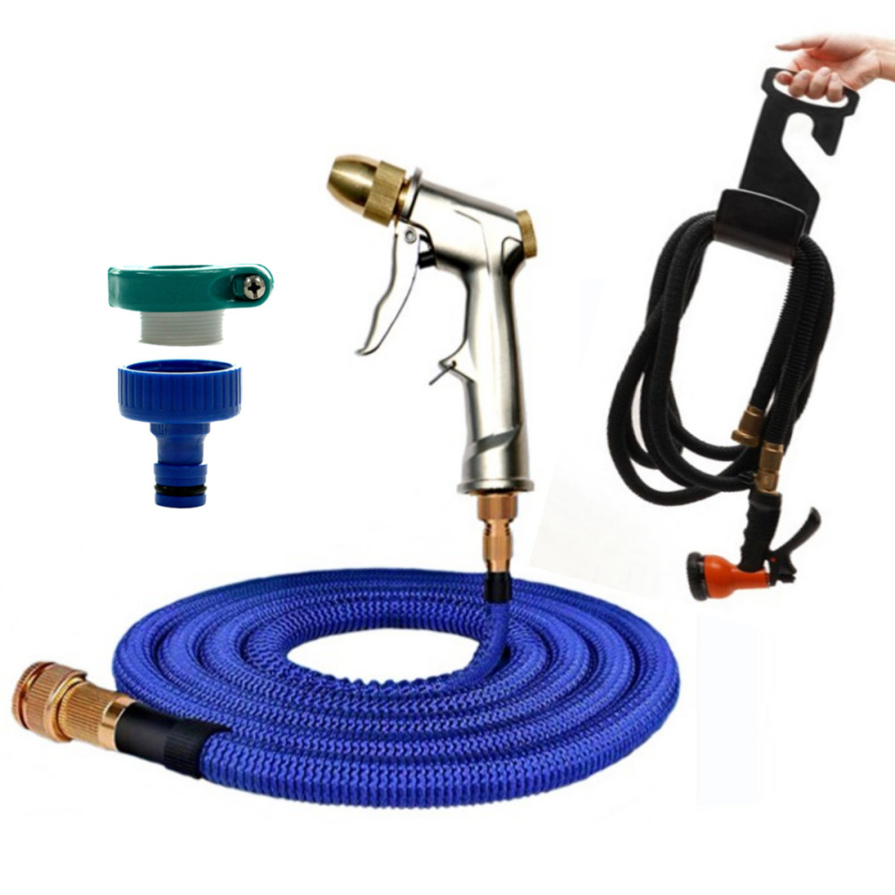 애드크로스 더쎈 초강력 매직 분사기 원예 정원 플렉시블 호스 물호스 고압분사기 숏 분사기+일반호스 22M, 1세트 50,100원