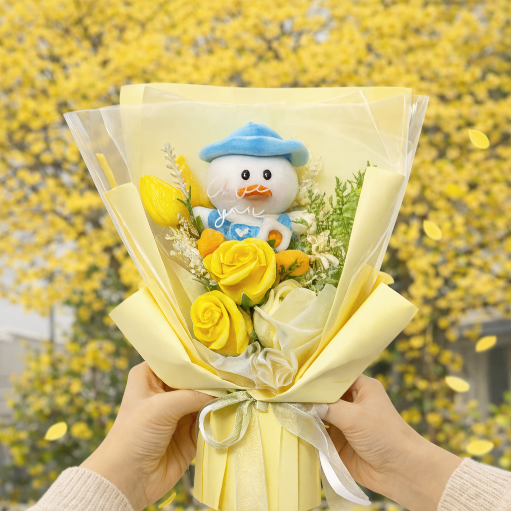 졸업식 꽃다발 입학식 꽃다발 인형 조화 유치원 어린이집 발표회 재롱잔치, 1개, 옐로우 28,000원