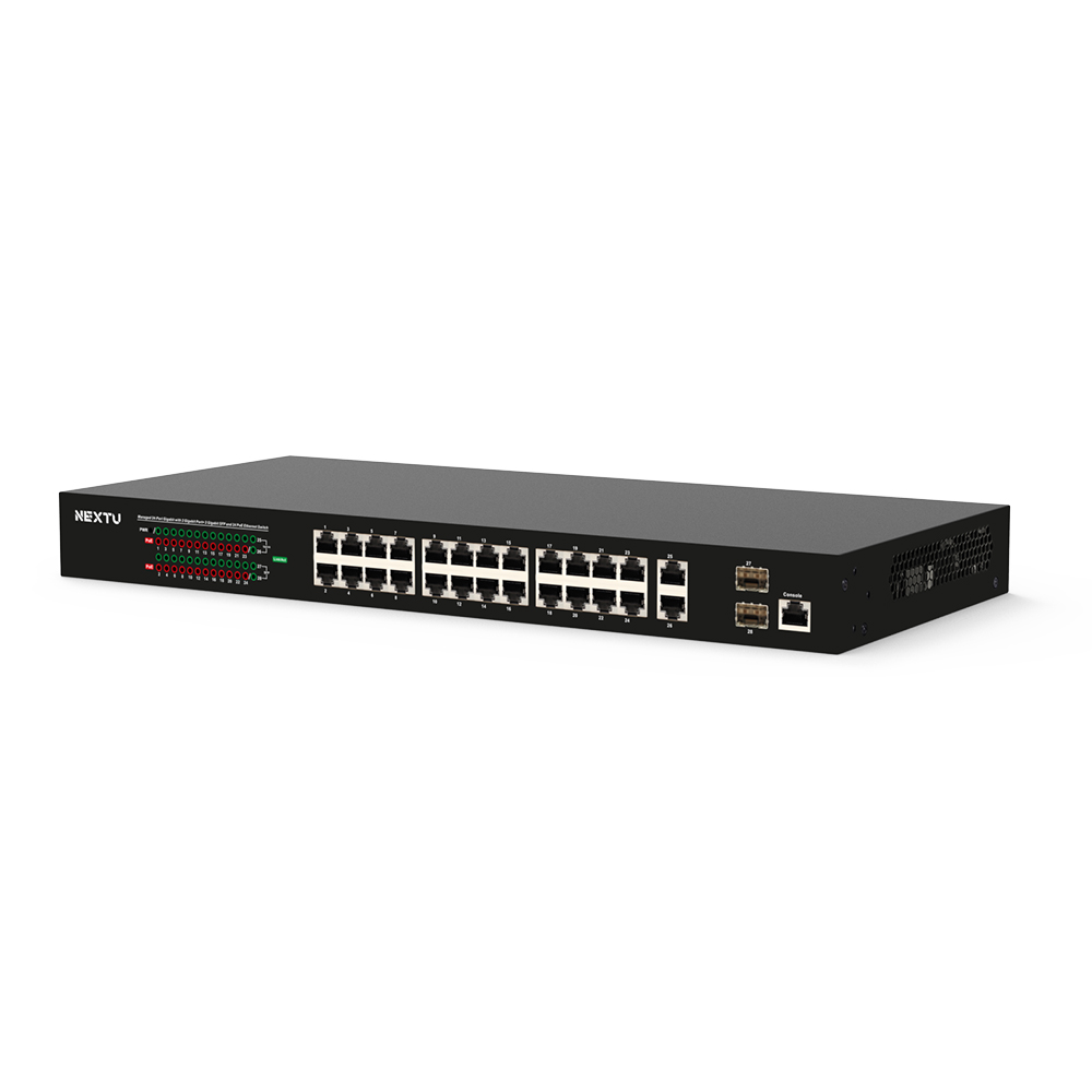 NEXT-POE4128L2S-TP 24포트 기가비트 POE+ 370W SFP 스위칭허브 354,000원