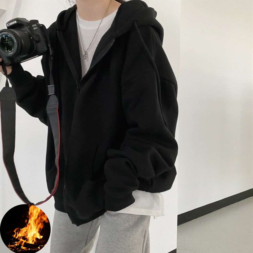 밍고쓰 남녀공용 베이직 오버핏 기모 후드집업 20,000원