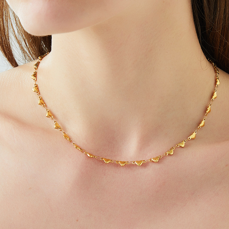 NXNA 18K 도금 골드 앤티크엠보 하트형 소체인 목걸이 CS-XL002, 발암물질을 함유하지 않다 129,910원