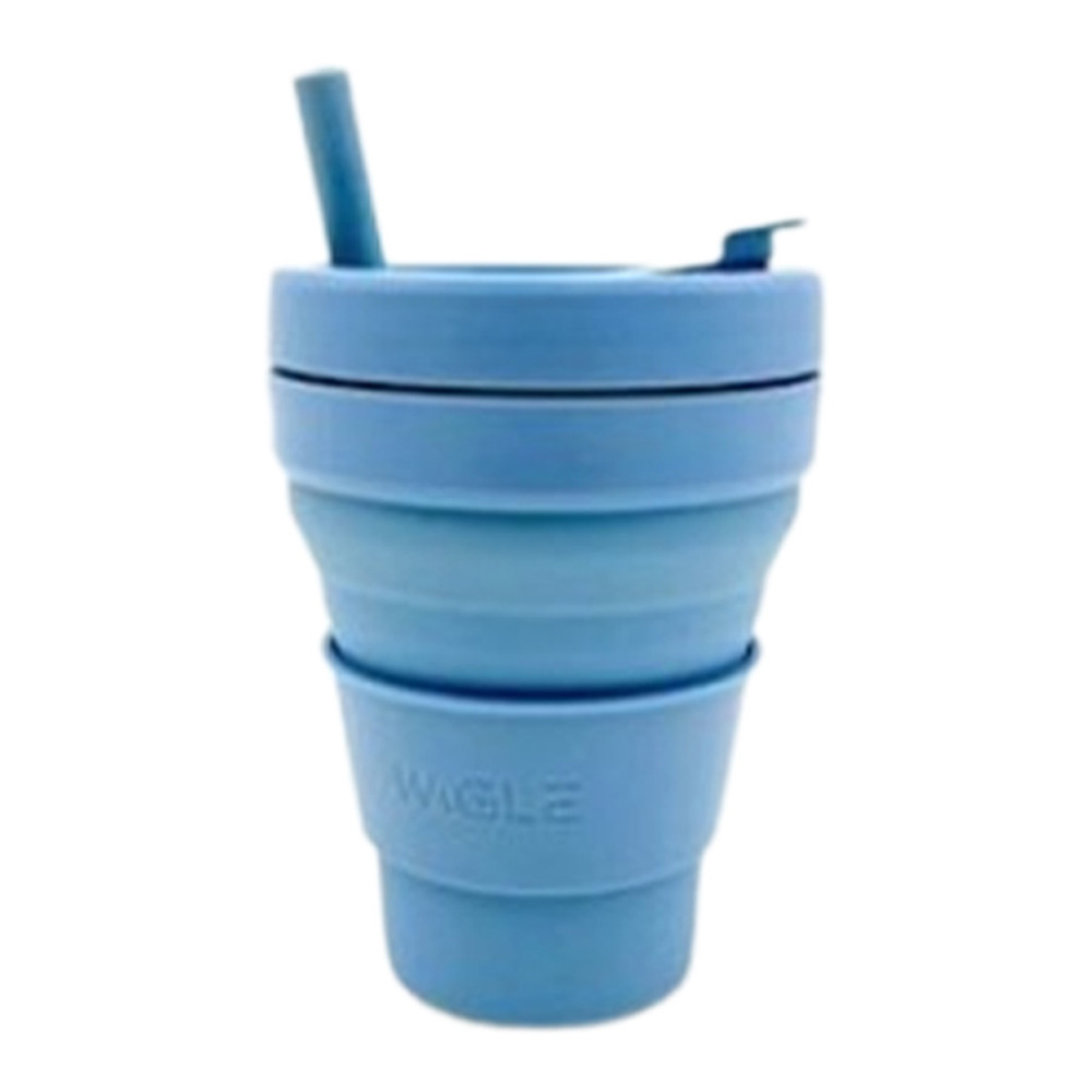 옵티머스 접이식 휴대용 실리콘 텀블러+빨대세트, 1개, 475ml, 블루 11,400원