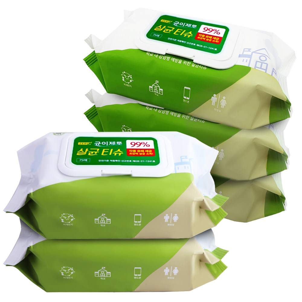 손소독 티슈 균이 제로 아기 소독티슈 주방 살균티슈 병원 관공서1위, 75개입, 5개 24,000원