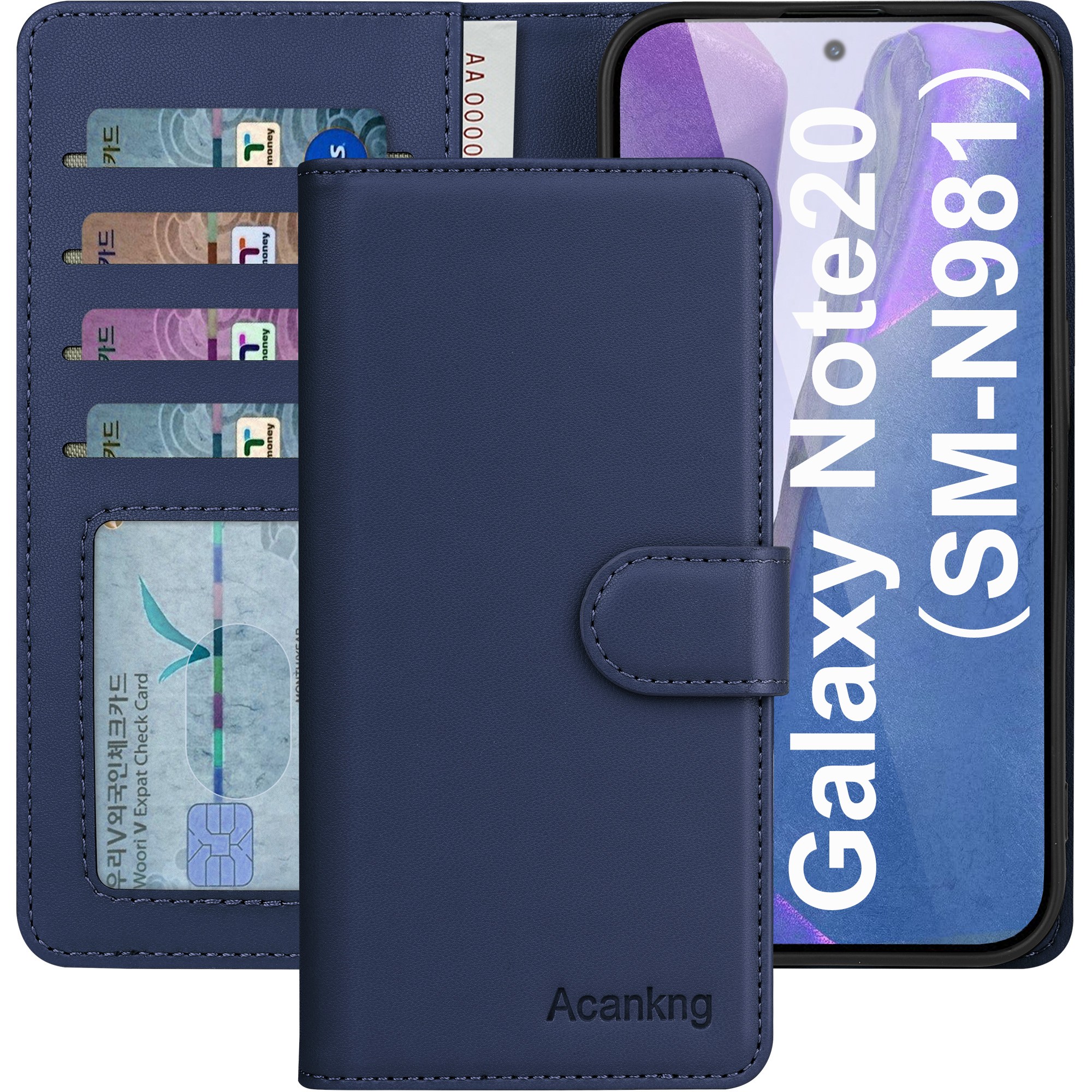 아칸크 삼성 갤럭시 노트20 5G 클래식 베이직 지갑형 카드수납 프리미엄 가죽 다이어리 휴대폰 케이스( SM-N981) 적용 13,500원