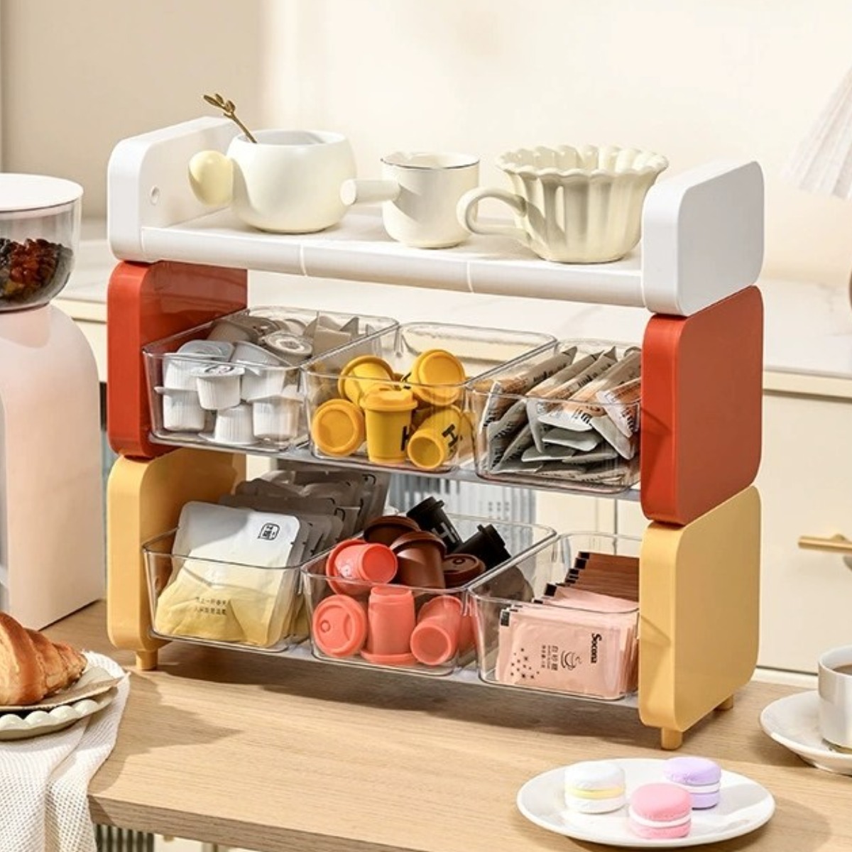 모먼트비 다용도 커피 캡슐 티백 주방 사무실 탕비실 수납 정리함, 1개, 크림 25,580원