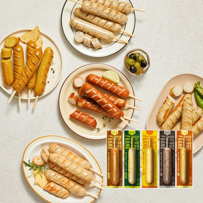 바르닭 닭가슴살 후랑크 꼬치 소시지 5종 3팩 골라담기, 70g 9,600원