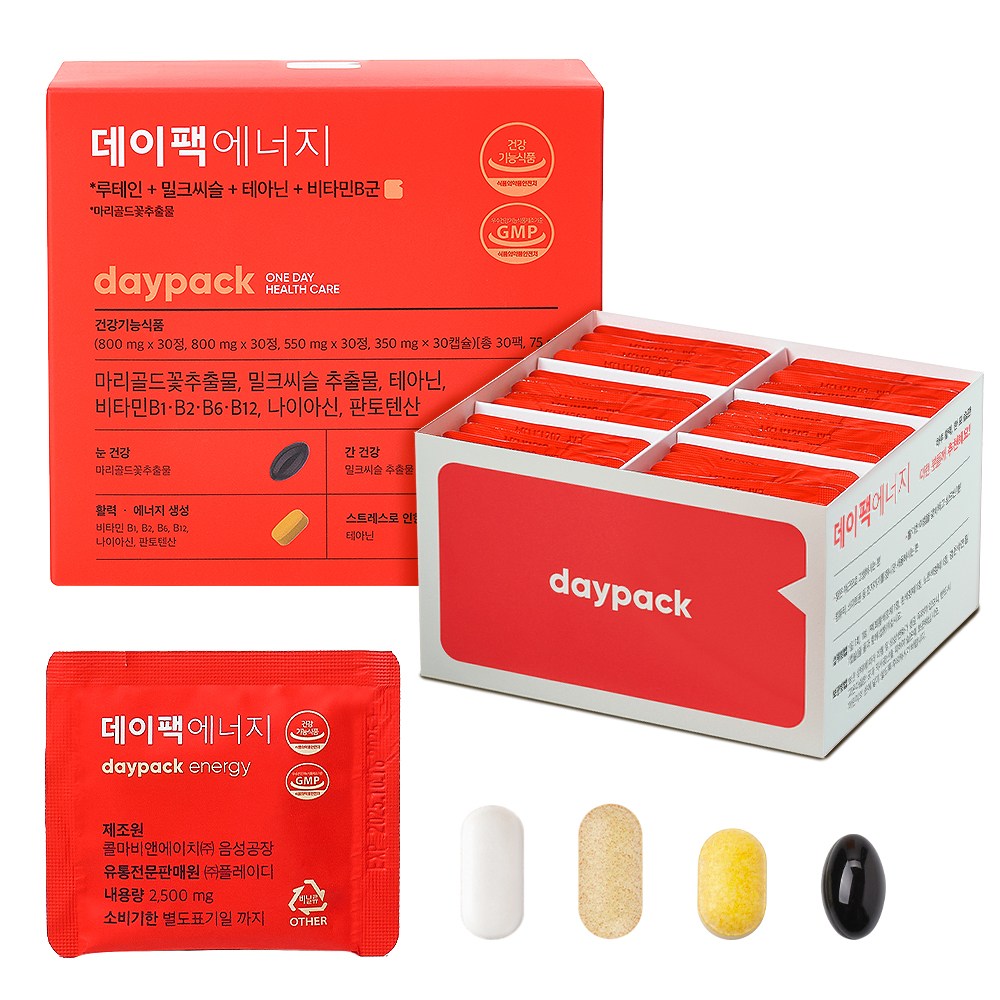 데이팩 에너지 밀크씨슬+비타민B+루테인+테아닌, 1개, 30회분 41,000원