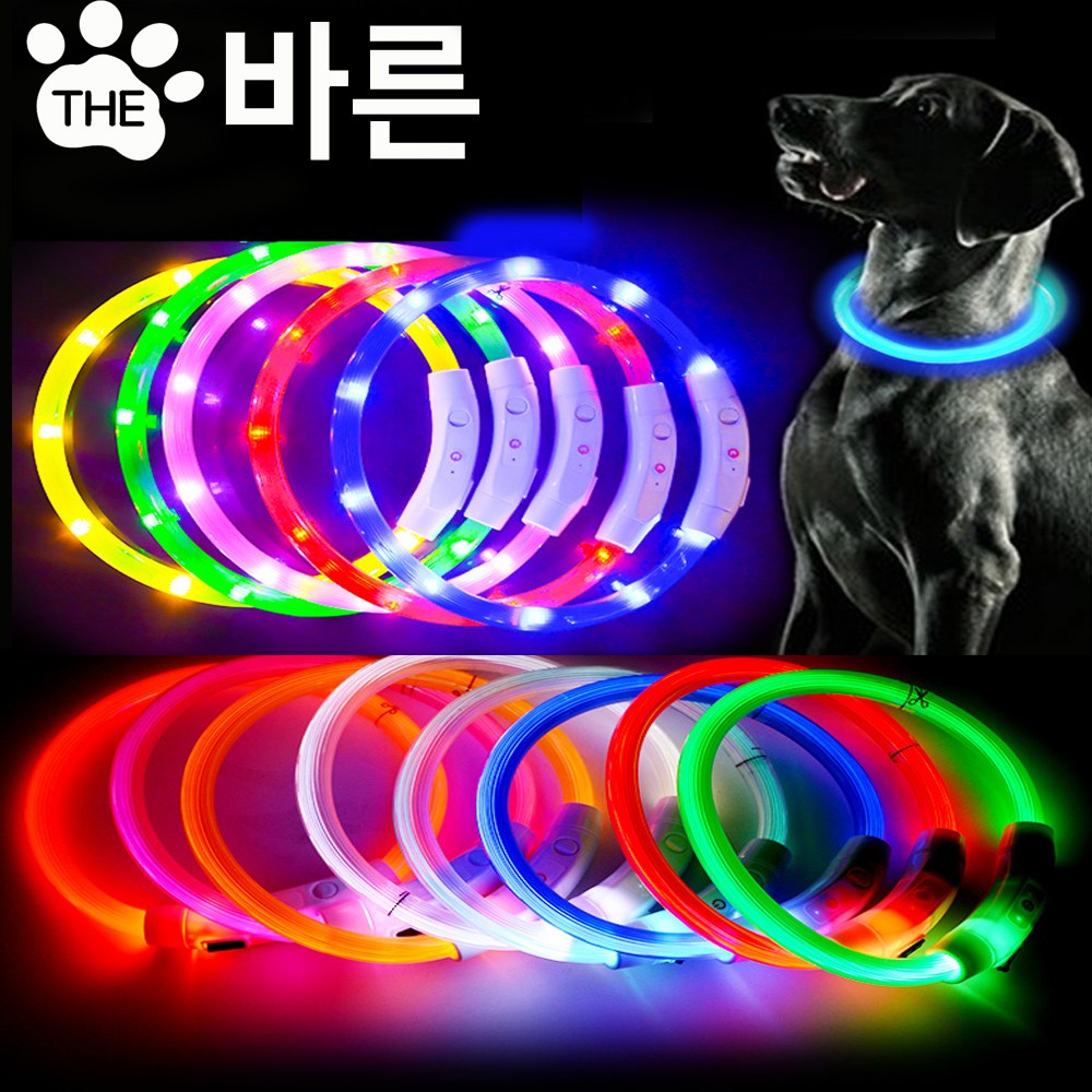 더바른 애견 강아지 LED 목걸이 목줄 야광 산책 용품, 1개, 빨간색 6,500원