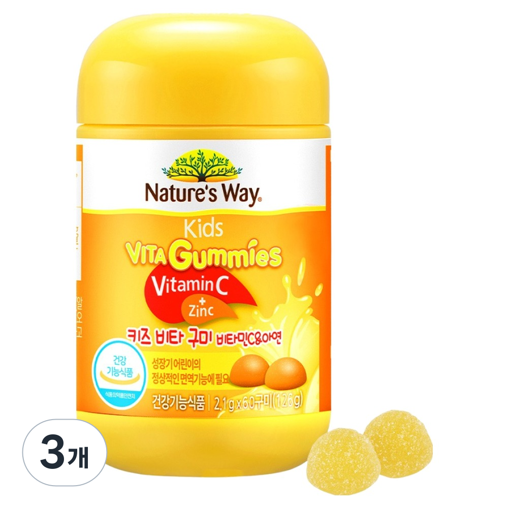 네이처스웨이 키즈 비타 구미 비타민C & 아연 레몬맛 60p, 126g, 3개 50,900원