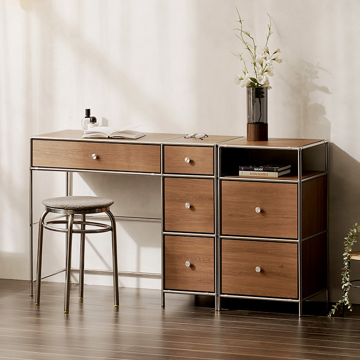 헤이몰리 헤이즈 870 서랍 화장대 + 400 선반 서랍장 세트 방문설치, 트루월넛 579,000원