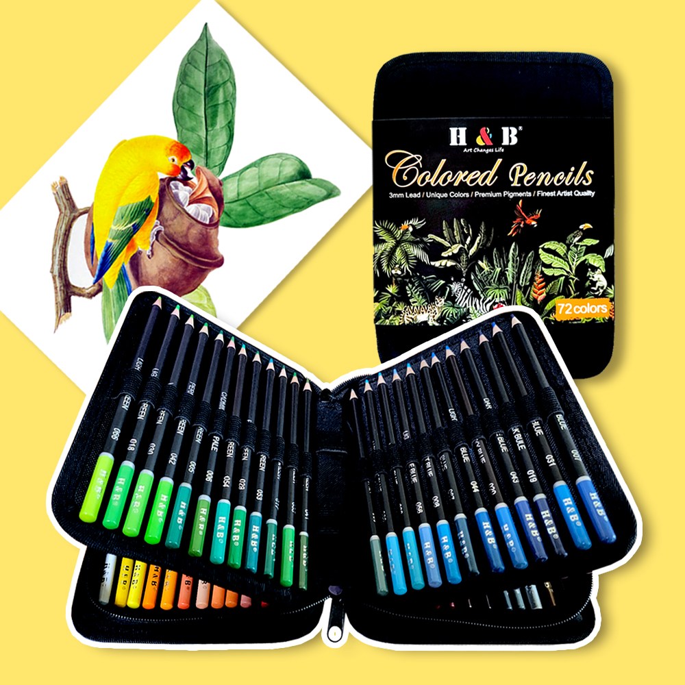 HB 유성 색연필 72색+안전한 파우치 가방케이스, 컬러펜슬 화방용품 그림이좋은사람들 29,500원