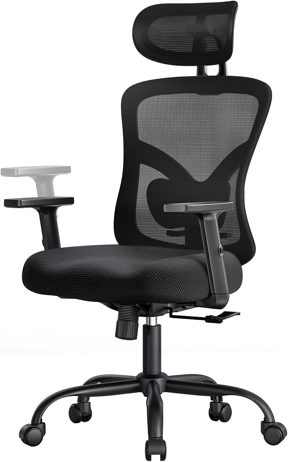 허리 지지대가 있는 Marsail 인체공학 사무용 의자 2D 헤드레스트 조절 가능한 팔걸이 윤곽이 시트 쿠션 가정용 및 사무실용 바퀴가 달린 컴퓨터 책상 의자어두움 259,830원