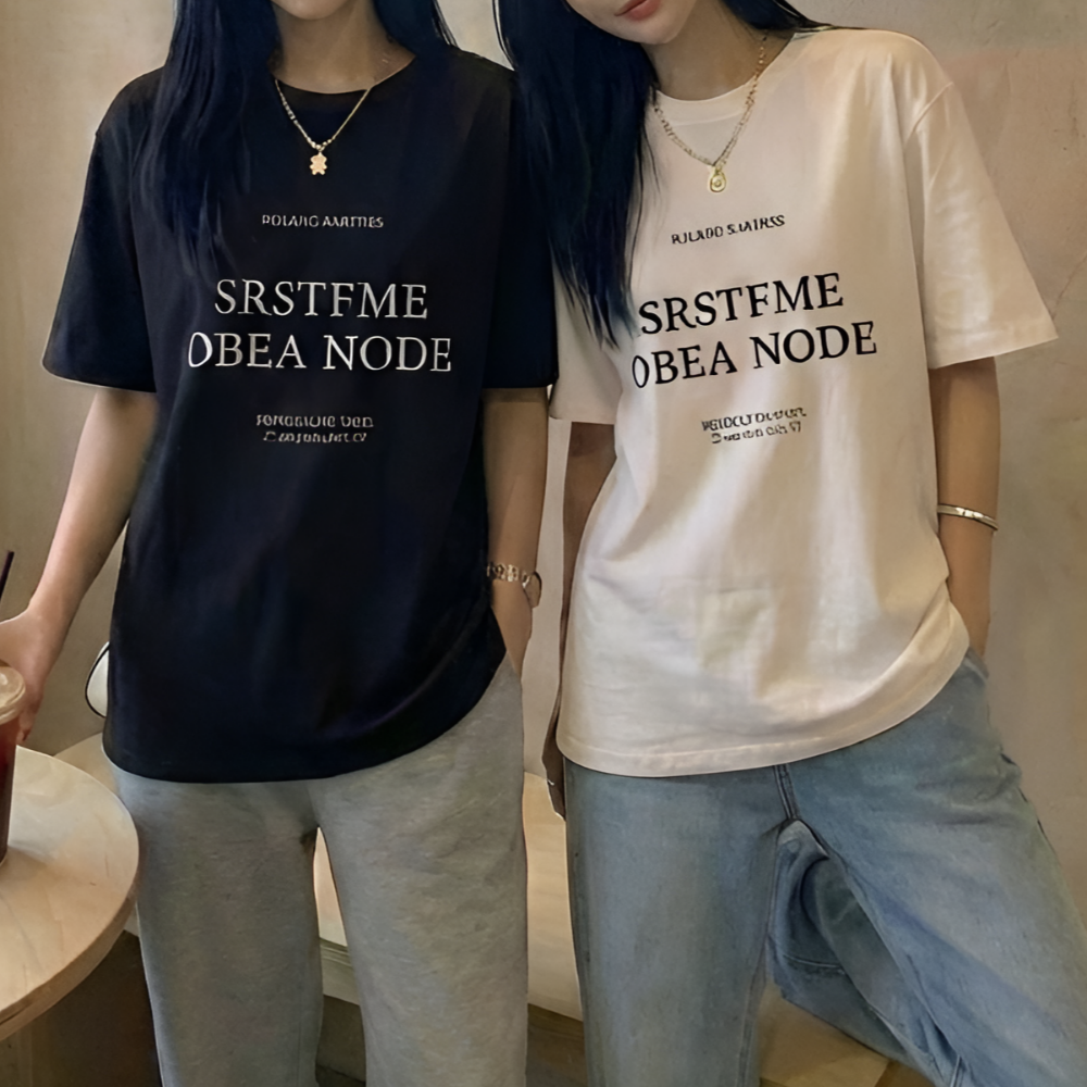 쁘띠엘라 1+1 레터링 반팔티 루즈핏 티셔츠 스판 19,800원