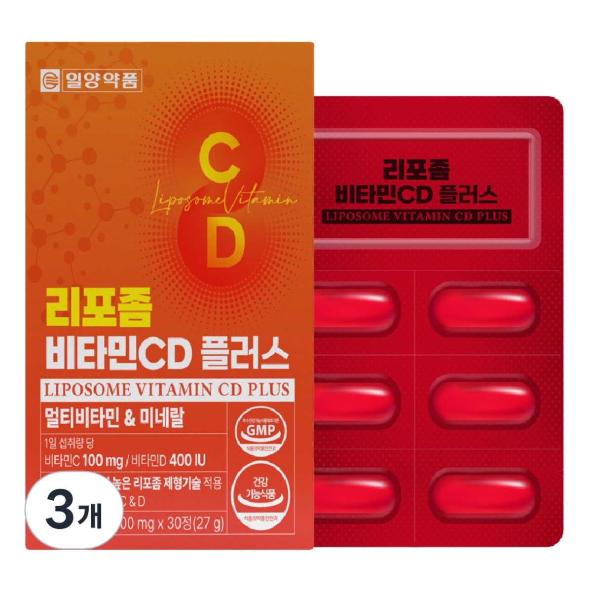 일양약품 리포좀 비타민 C D 플러스 멀티비타민 미네랄, 3개, 30정 33,500원