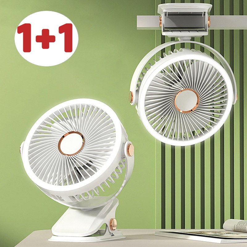 1+1 미니 무선 클립형 휴대용 선풍기 360도 회전 충전식 무드등 조명 다기능 탁상용 벽걸이 무소음 선풍기 유모차 캠핑 23,580원