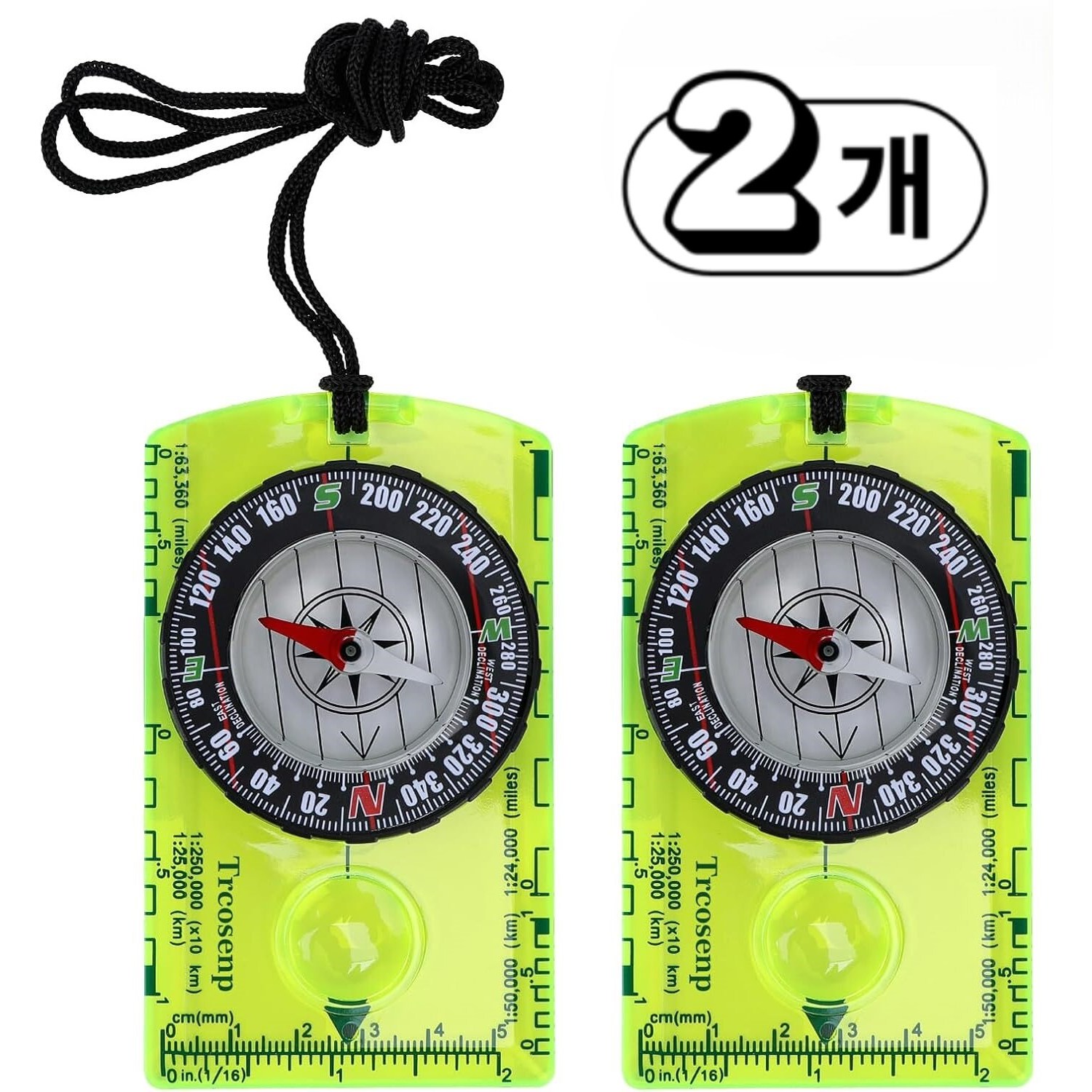 HahnRay고급나침반,어린이나침반,등산용 나침반,방수,반투명 야광색,2개 20,190원