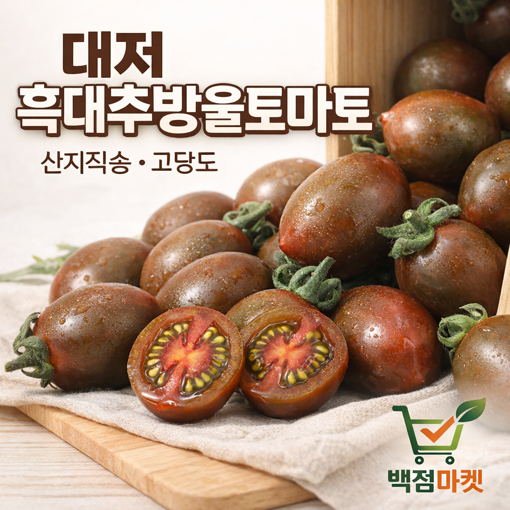 백점마켓 엄선 부산 대저 흑대추방울토마토 고당도 프리미엄 산지직송 당일출고_,500g,1kg,2kg_백점마켓, 1박스, 500g 10,700원