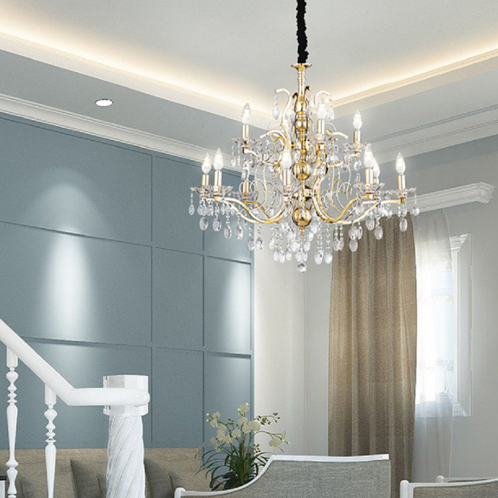 천장 12등 펜던트 조명 고급 골드 크리스탈 샹들리에 인테리어 포인트 거실등 850,000원