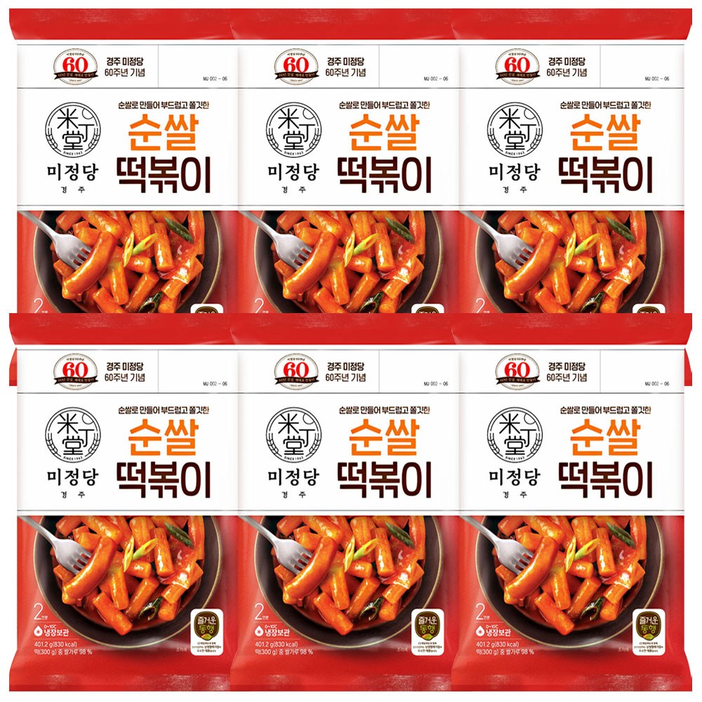 CJ제일제당 즐거운동행 미정당 순쌀떡볶이 401.2g 6개, 401.2g, 6개 23,880원
