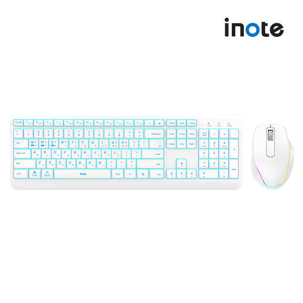 아이노트 KR150RB 충전식 블루투스 무선 멀티페어링 키보드 마우스 세트 RGB LED 백라이트(화이트) 49,000원
