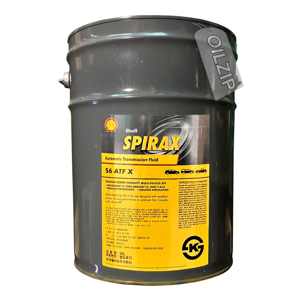 쉘 스파이렉스 S6 ATF X 20리터 합성자동미션오일, 1개, 쉘 스파이렉스 S6 ATF X  20리터 139,000원
