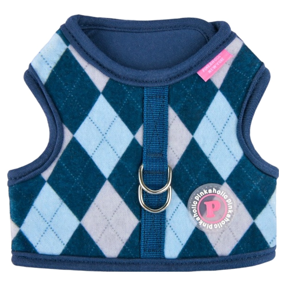 핑카홀릭 강아지 솔렌 아가일 체크 입히기 편한 찍찍이 하네스 HJ7917, 네이비, 1개 22,000원