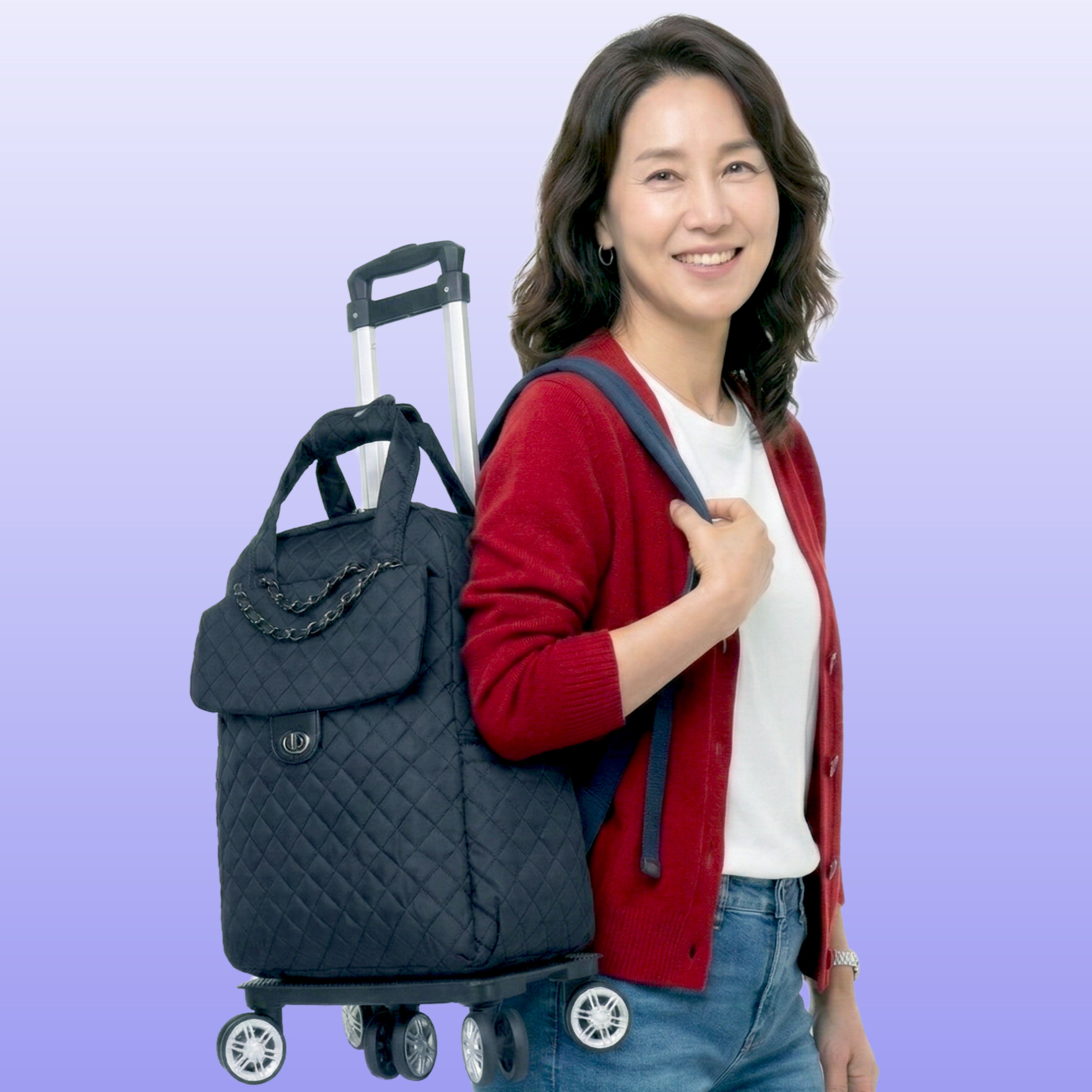 보들램 바퀴달린가방 분리형 접이식 장바구니 바퀴달린백팩 배낭캐리어, 1개, 블랙 52,800원