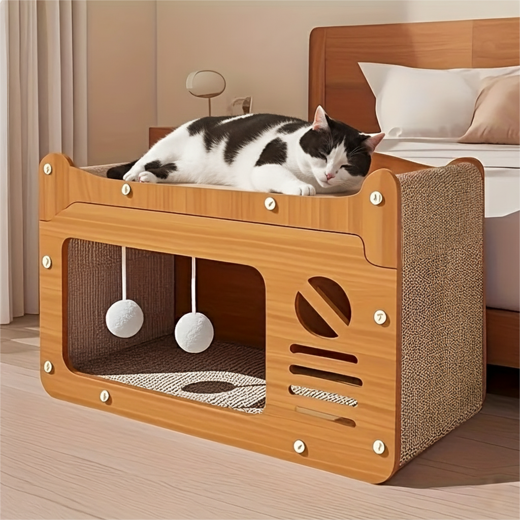 대형 2단 고양이 숨숨집 스크래처 보드 볼 장난감 하우스 16,900원