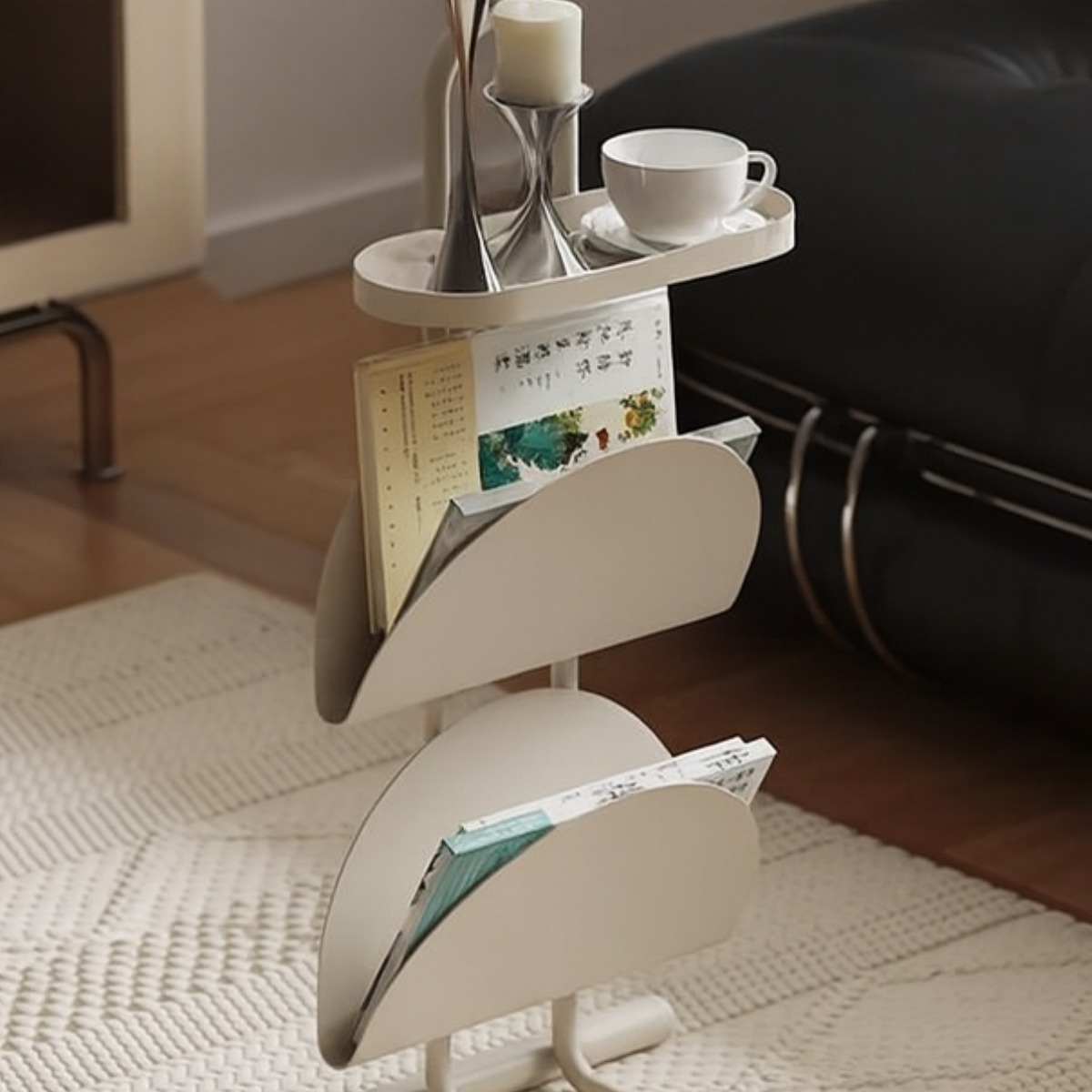 OnB 오브제 매거진 랙 트롤리 3단 인테리어 철제 수납 선반, 크림(Cream) 46,400원