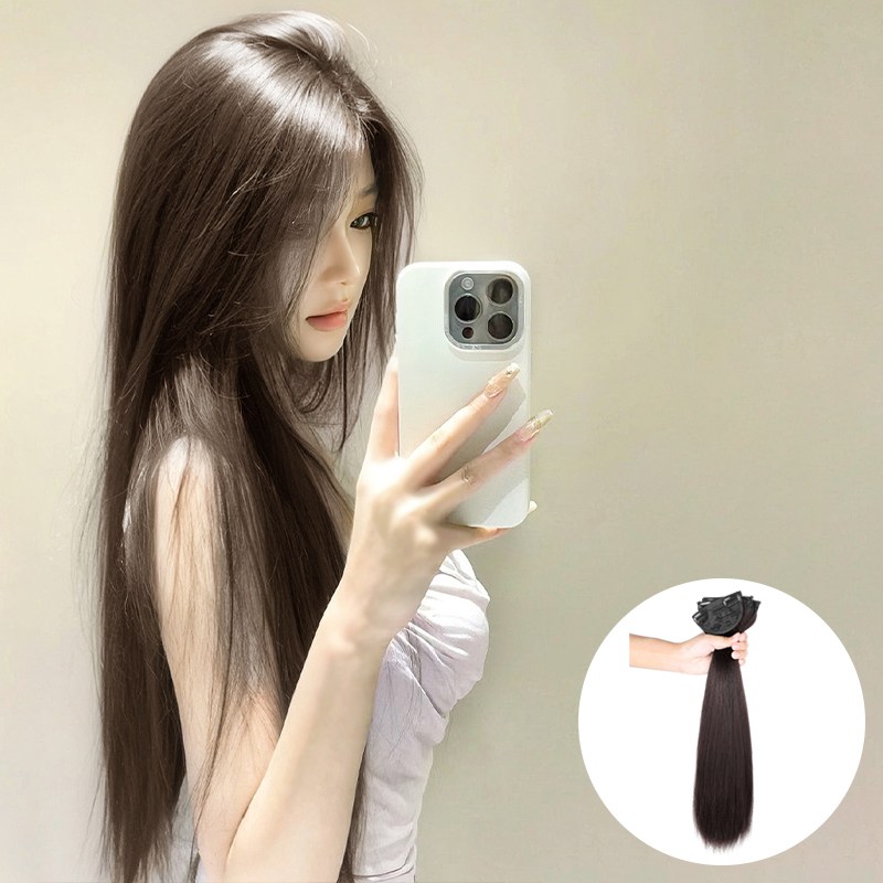 패션파트너 자연스러운 긴머리 24인치 셀프 붙임머리 3P 생머리 웨이브 60cm 부분가발 뒷머리 헤어피스 2type / 3color, 현재가 12,950원