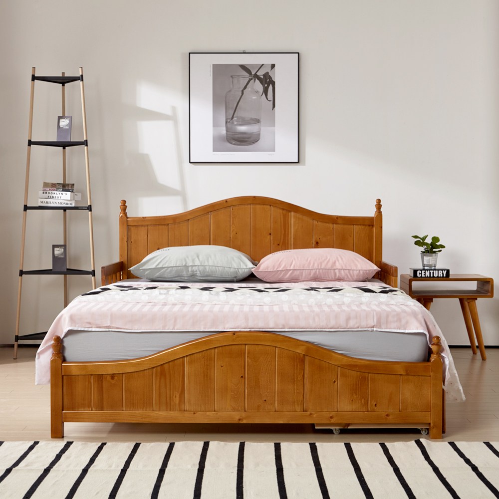 [기간 한정 특가] 파로마 엘르 원목 침대 프레임 퀸 Q, 브라운 409,000원