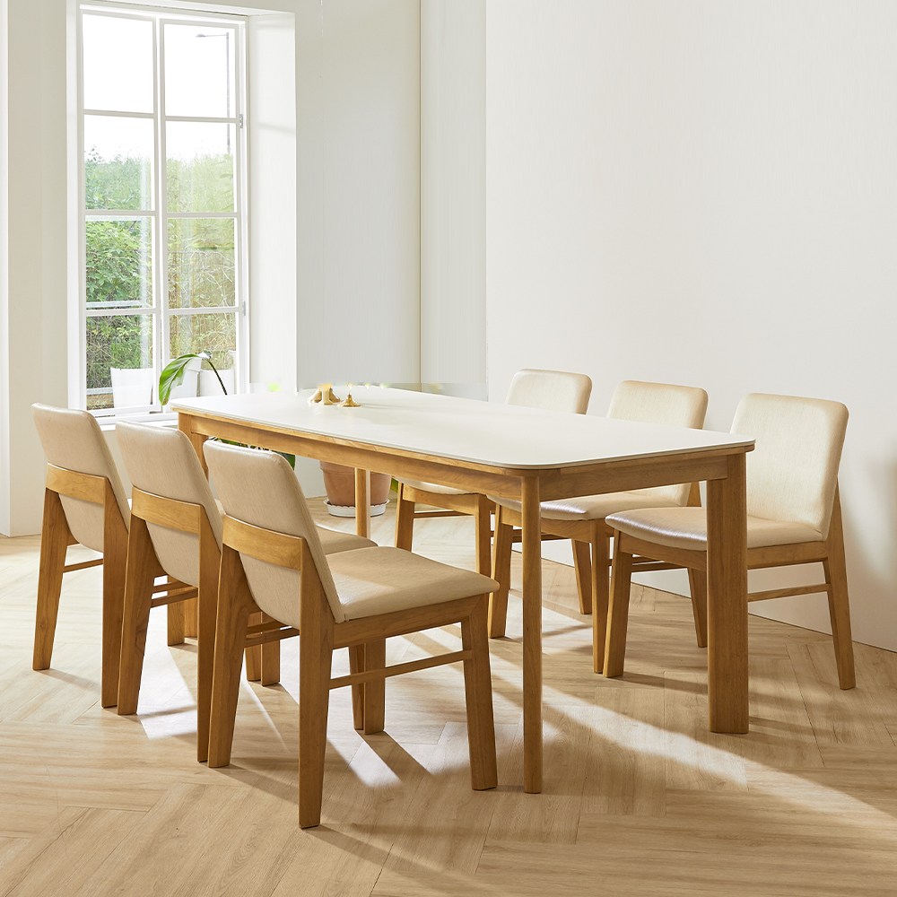 보루네오 엘리브 리움 6인용 세라믹 원목 식탁 의자 6개 세트, 인조가죽의자6P_pn934-1 698,000원