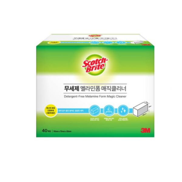 3M 스카치브라이트 무세제 멜라민폼 매직클리너 대용량팩 40개입 28,600원