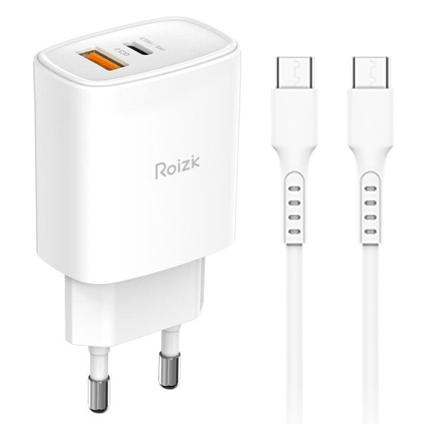 로이직 25W 2포트 PPS/PD+QC3.0 초고속 분리형 충전기 RZ-B12_화이트 + CtoC 초고속 충전 케이블 1.2M, 화이트, 1세트 5,990원