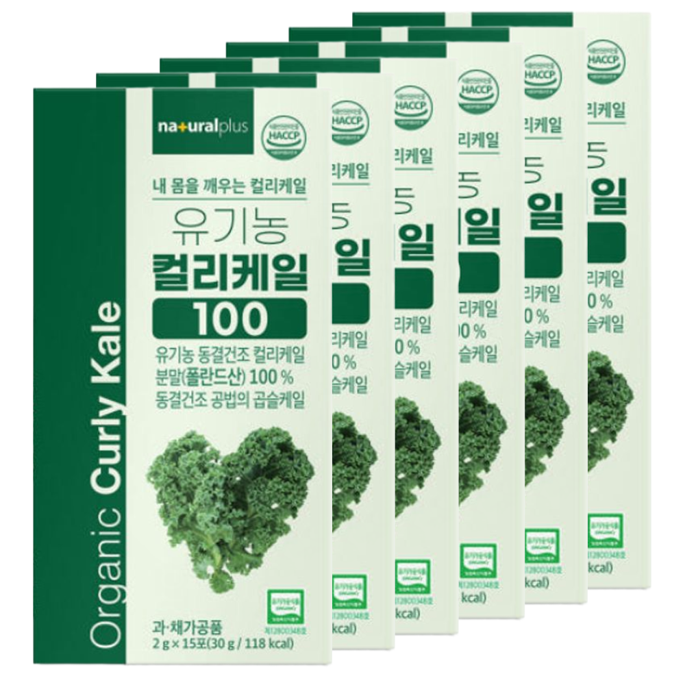 유기농 컬리케일 100 동결건조 곱슬케일 분말 스틱 식약청 HACCP 인증, 6개 99,180원