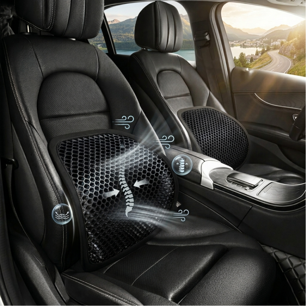 픽잇몰 자동차허리쿠션 책상의자등받이 사무실등받이쿠션, 블랙 14,000원