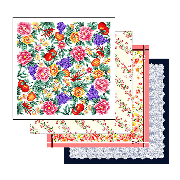 국내생산 / 손수건 10개 바이어스 / 플라워 클래식 패턴 / 단체 손수건 / 꽃무늬 39,000원