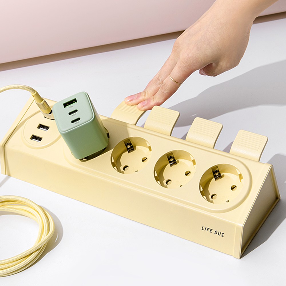 라이프썸 이지클릭 USB 멀티탭 4구 3포트 3M (LFS-HA) 4종 택1 눌러뽑는 멀티탭 4000W 고용량, 1개, 레몬타르트 29,900원