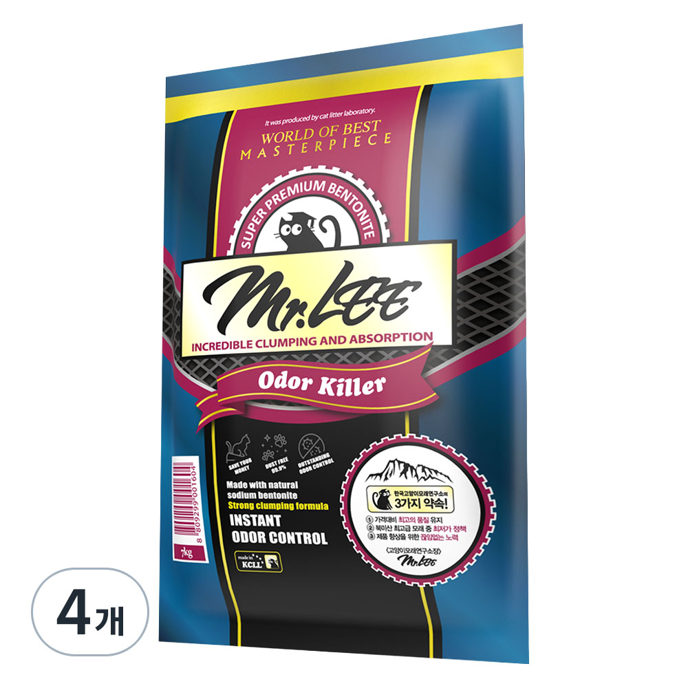 미스터리 응고형 고양이 모래, 7kg, 4개, 오더킬러향 51,650원