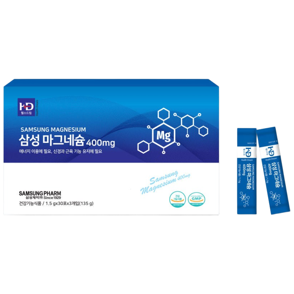 삼성제약 마그네슘 400mg 1.5g 30포 3박스 3개월분, 1세트, 90회분 198,000원