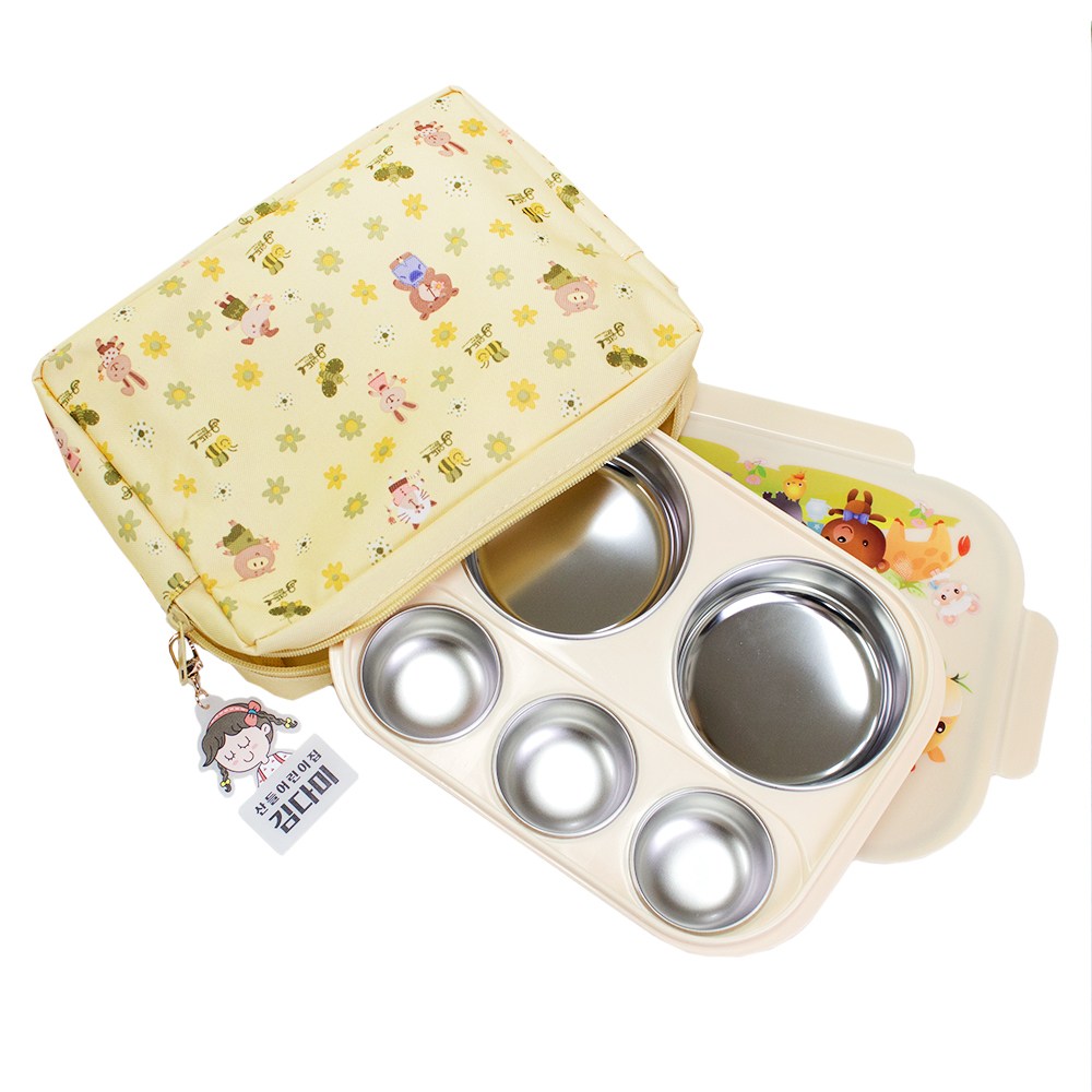 유아 스텐 어린이집 유치원 식판 잠금형, 식판+뚜껑+파우치+네임택, 1개 15,000원