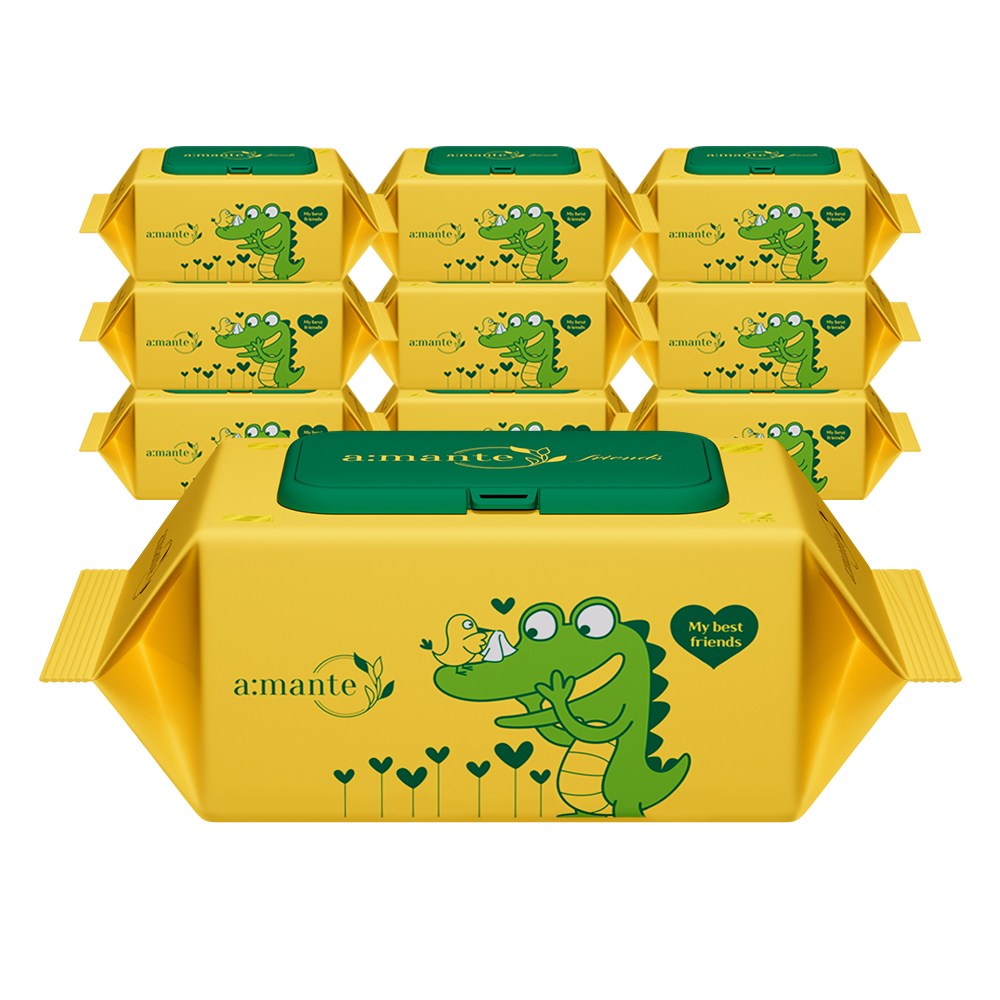 아망떼 프렌즈 고평량 아기 물티슈 엠보싱 캡형, 10개, 72매, 70g 14,900원