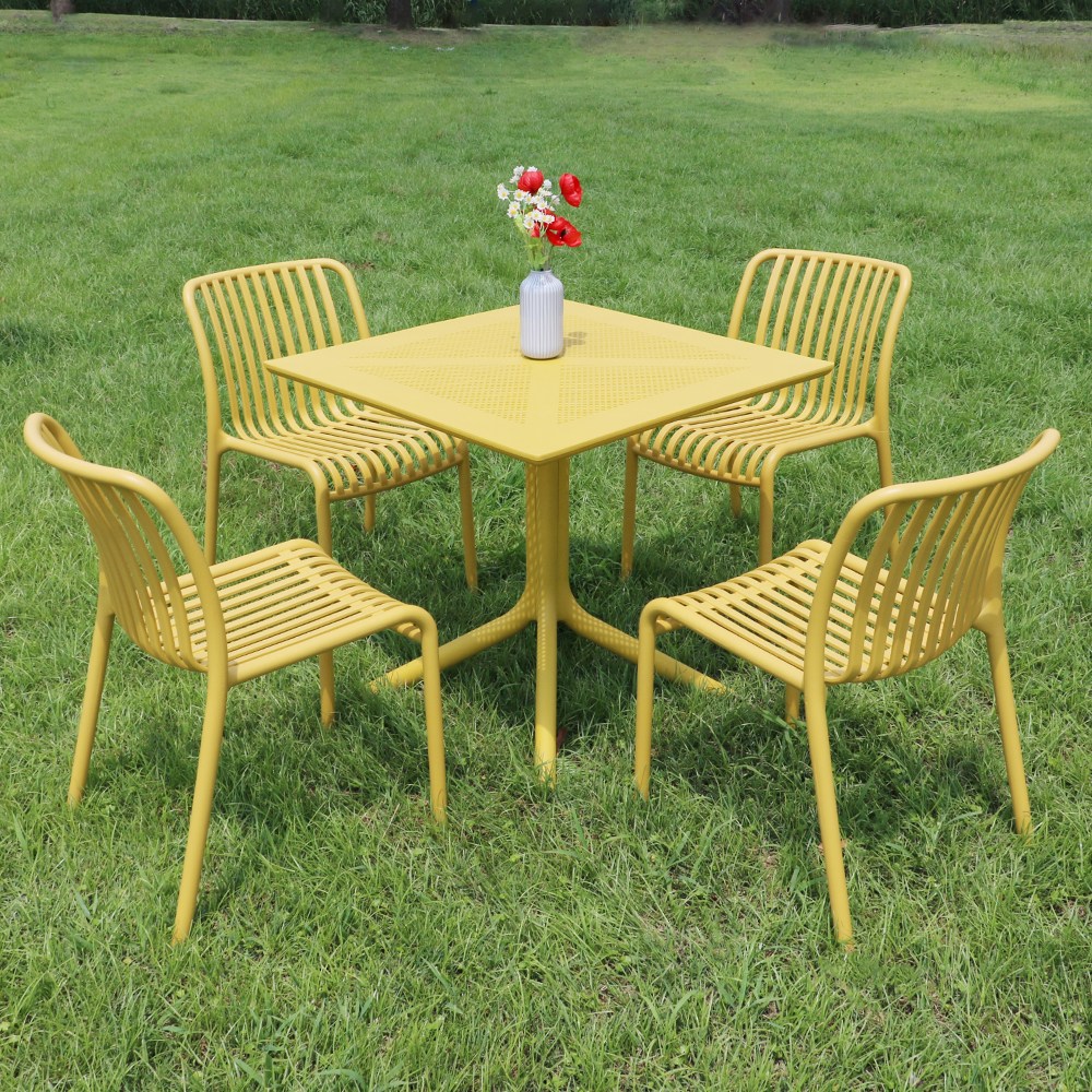 체어센스 카프리 테이블 800 사각 + 루나 체어 4인 세트 야외 의자 카페 플라스틱 정원 테라스 207,370원