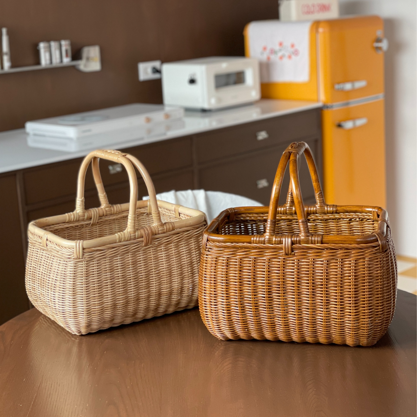 마이제너럴스토어 마론바스켓 대형 손잡이 사각 라틴 피크닉 라탄바구니, 브라운, 1개 59,000원