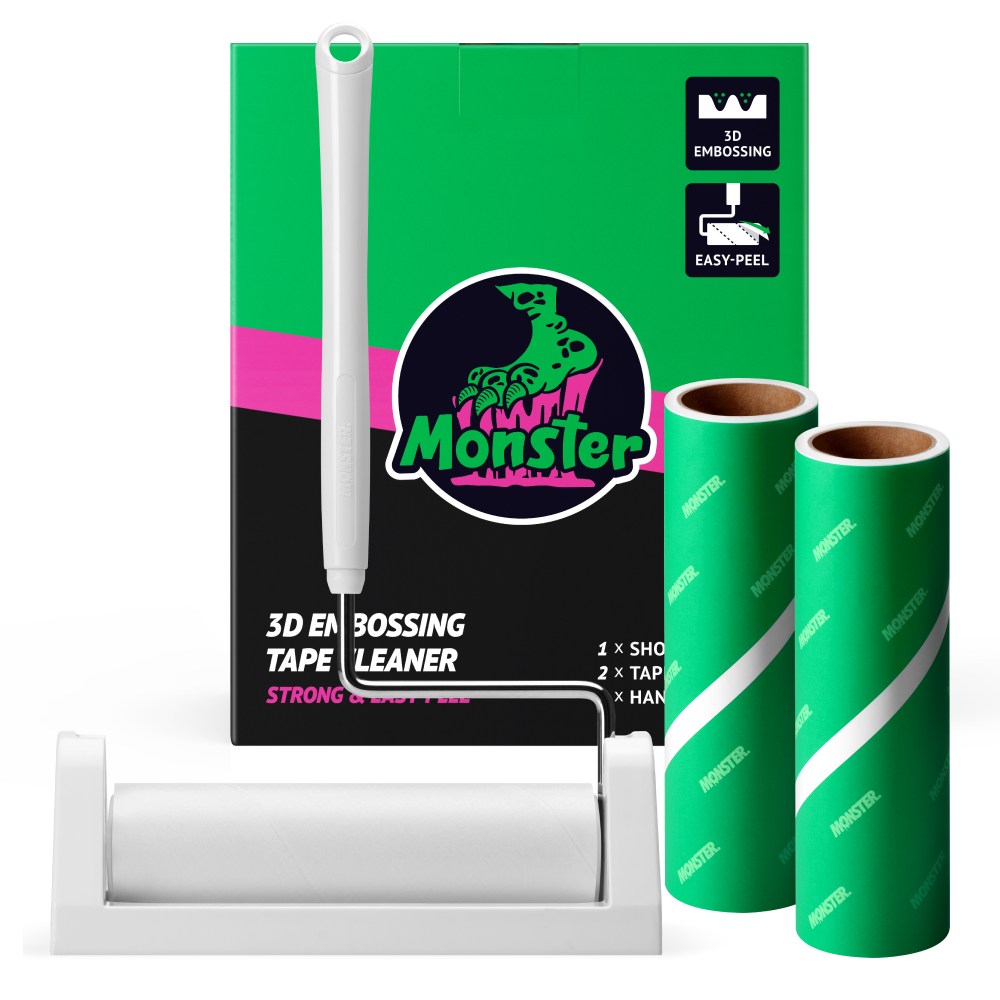 몬스터 초강력 사선컷팅 두툼한 괴물 돌돌이 테이프클리너 숏핸들+거치대+리필 2p, 1세트, 현재가 17,200원